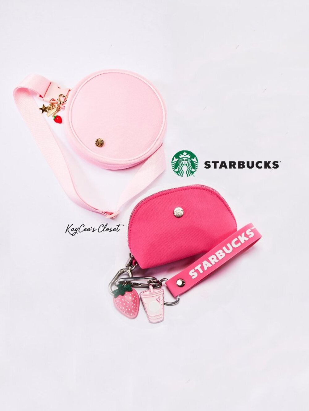 Starbucks Summer Pink Vibes Keychain with Pouch & Pink Drink Belt Bag